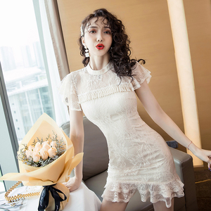 New Japanese and Korean Style Lace waistband show thin temperament fishtail dress
