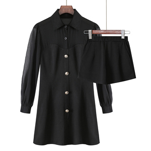 Chiffon sleeve shirt collar fashionable suit dress two-piece suit 