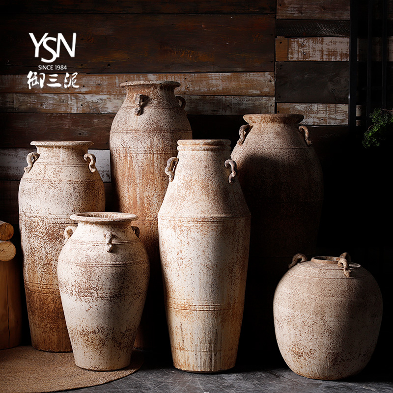 Jingdezhen manually restoring ancient ways is archaize of coarse pottery unearthed dry flower vase meaty plant flower pot zen home stay facility