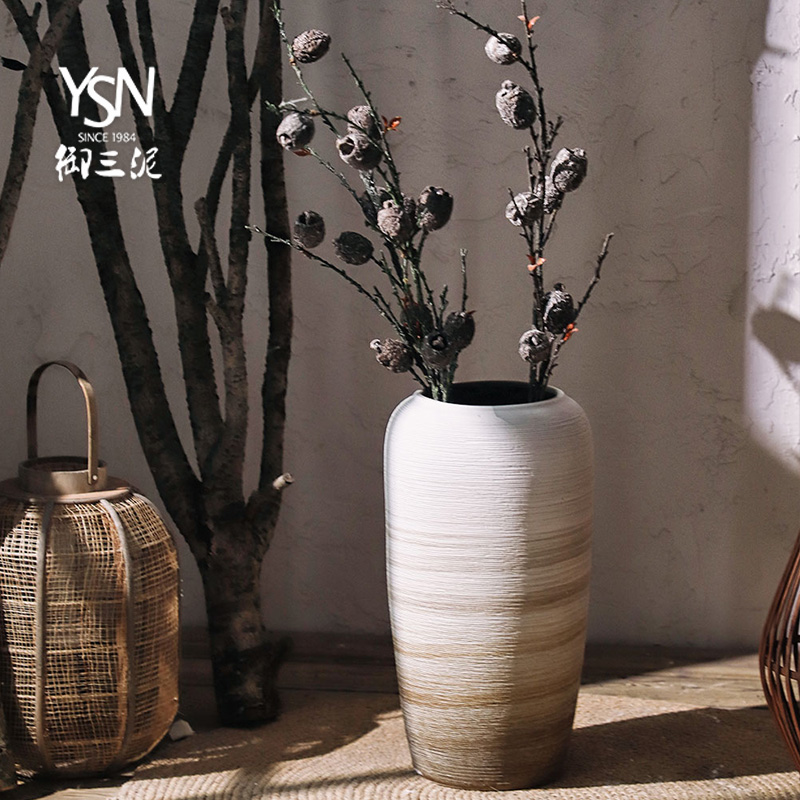 Royal clay ceramic vases, I and contracted landing three northern wind does coarse dry flower is placed some ceramic pot sitting room adornment