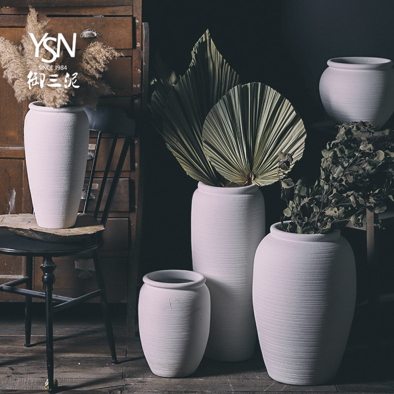 Royal three coarse pottery Nordic white mud of large vase wedding dry flower arranging flowers decorative furnishing articles contracted and I wind