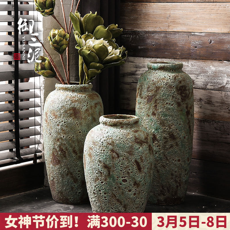 Jingdezhen imperial three mud manual coarse some ceramic jar jar flower implement ground vase earthenware do old archaize large flower pot