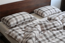 Take gauze to make bedding moisture absorption and breathable 100% cotton three-layer gauze plaid bed four-piece set