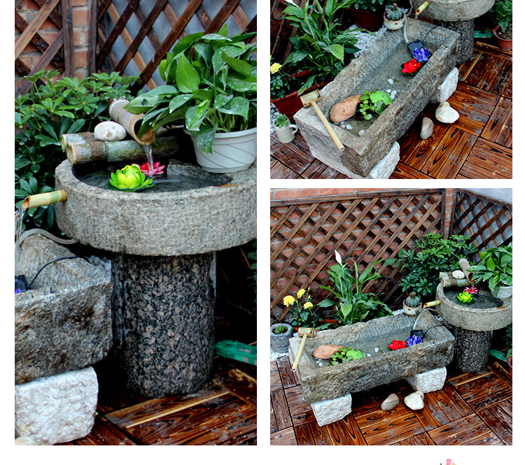 老石槽石墨流水鱼缸养鱼旧石头石盆水培造景室内阳台装饰石槽景观