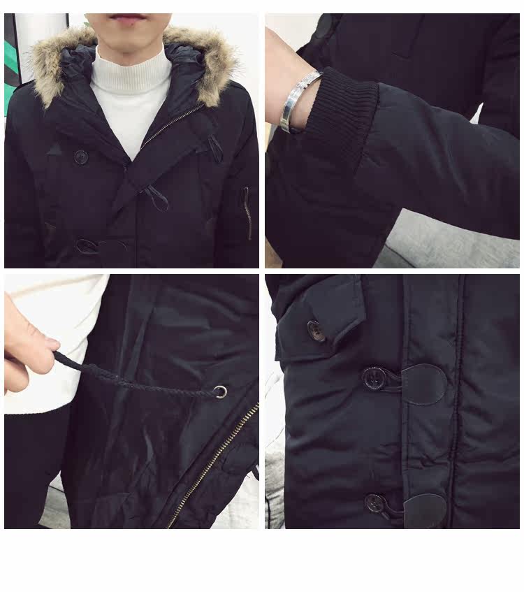 277-c007-f60 港风文艺连帽加厚棉衣时尚休闲青少年棉服男棉袄