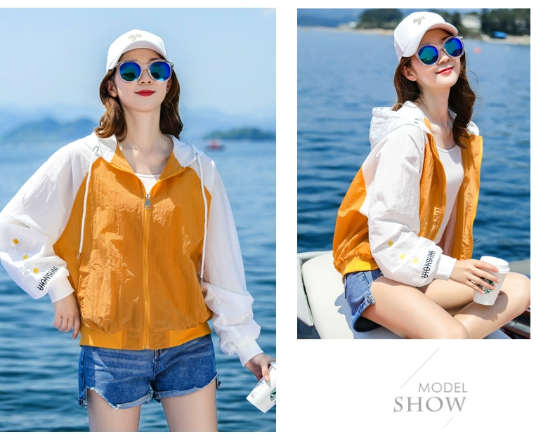 Quần áo chống nắng phụ nữ ngắn 2021 phụ nữ mới mùa hè phiên bản Hàn Quốc của phần mỏng hoang dã dài tay áo khoác nước ngoài quần áo chống nắng - Áo khoác ngắn