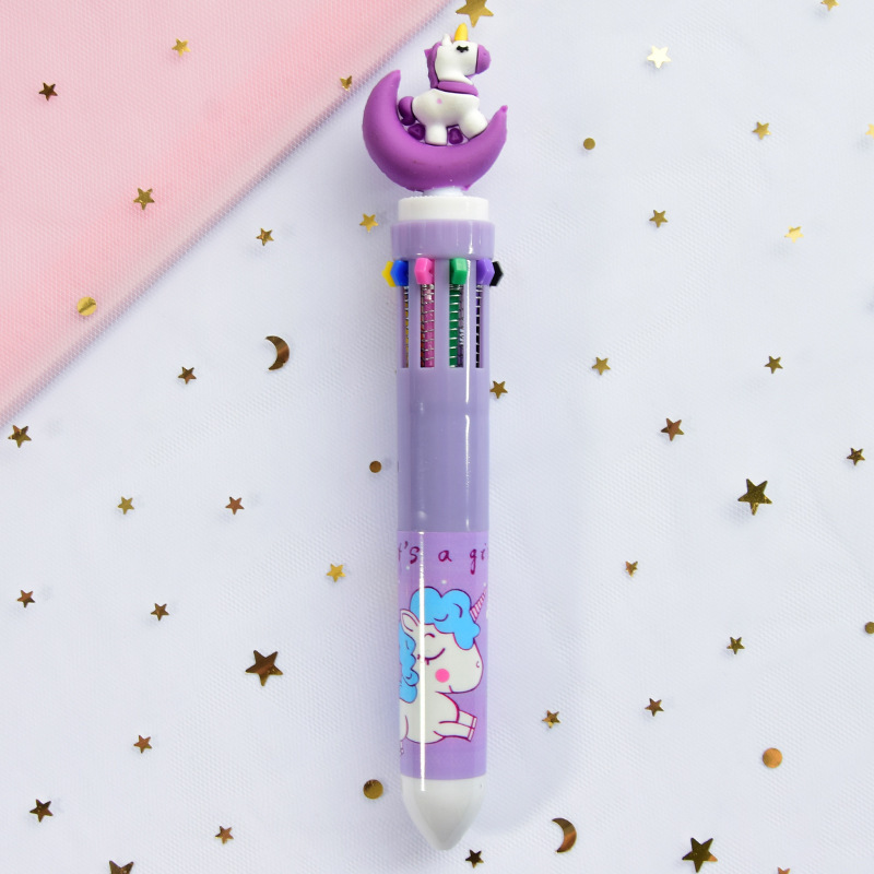 net red korean ten-color color ballpoint pen multi-color cute creative press girl multi-function student with 10-color pen