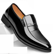 Official website Red dragonfly business positive dress black work shoes mens shoes interview Inn Korean version of mens leather shoes