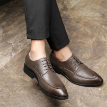 Official Net Red Dragonfly 2021 new Korean version 100 Ride Currents Small Leather Shoes Men Black Groom Wedding Shoes Pointed Blue