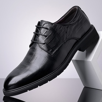 Official net red dragonfly leather shoes mens spring and autumn money business positive clothing genuine leather casual shoes Fall mens Inn Korean version round head