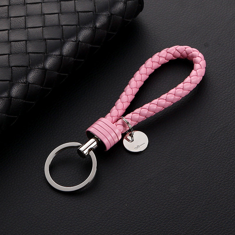 Buy Handwoven leather rope car keychain key ring men female waist