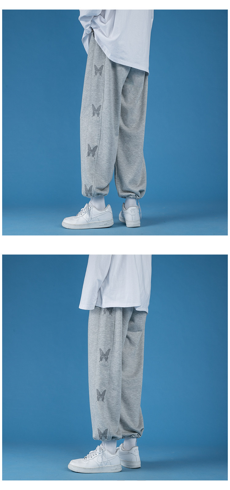 h219p55限68男女蝴蝶印花卫裤运动裤