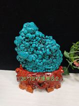 Natural turquoise golden toad decoration Rough stone strange stone Turquoise malachite teaching specimen office desk stone matching seat