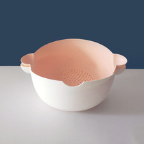 Kitchen creative Japanese-style plastic vegetable washbasin double-layer drain basket household fruit vegetable basket living room fruit plate leaking basin