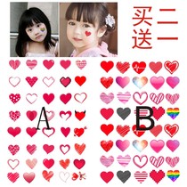 Children's Tattoo Stickers Fresh 3D Heart Princess Stickers Cartoon Face Stickers Waterproof Long Lasting Unisex