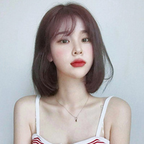 Wig Womens long hair full headgear Net red wig set Womens short hair real hair air bangs real hair headgear