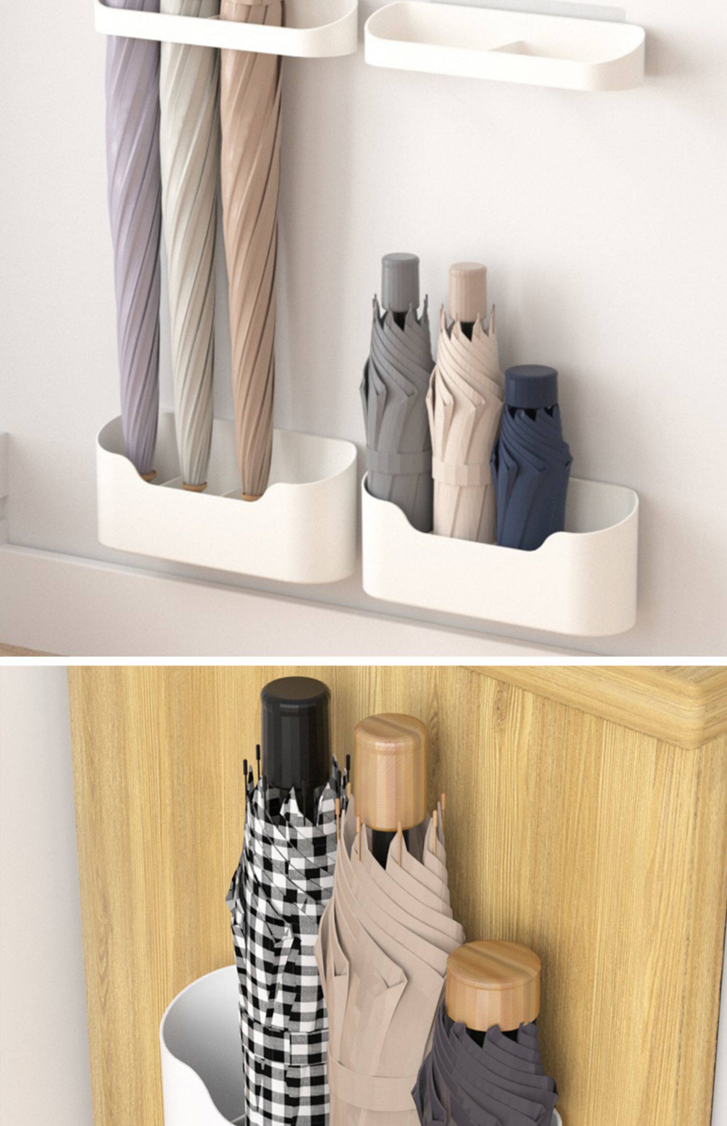 日式入户家用置伞架壁挂收纳柜架门后雨伞桶免打孔放伞置物架门口