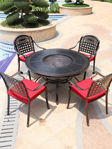 Outdoor barbecue table and chair combination open-air garden patio terrace outside European wrought iron furniture cast aluminum set