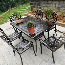 Outdoor cast aluminum table and chair villa garden leisure table and chair outdoor balcony terrace European outdoor wrought iron courtyard table and chair