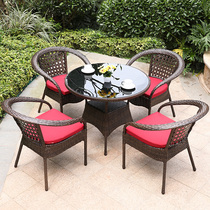 Outdoor table and chair courtyard rattan simple furniture garden outdoor leisure small coffee table balcony three or five set of rattan chairs