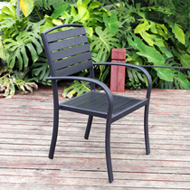 Outdoor chair courtyard plastic wood solid wood balcony leisure rattan chair leisure single iron chair outdoor backrest single chair