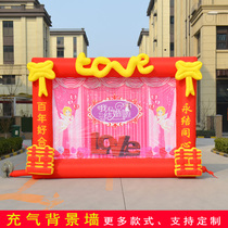 Wedding layout scene inflatable arch wedding background wall spray air arch air mold can be customized lighting background wall