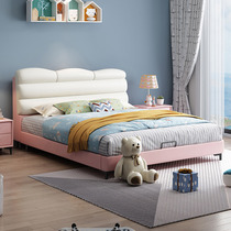 Childrens leather bed girl soft dependent Princess 1 2 single Double 1 5 1 35 meters 1 8m boy storage teen bed