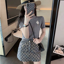 sandro asw small subsuit skirt woman 2022 summer new body slim temperament half body dress Two sets
