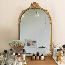 European carved retro makeup mirror light luxury art decorative mirror background wall wall hanging desktop bathroom dressing table mirror
