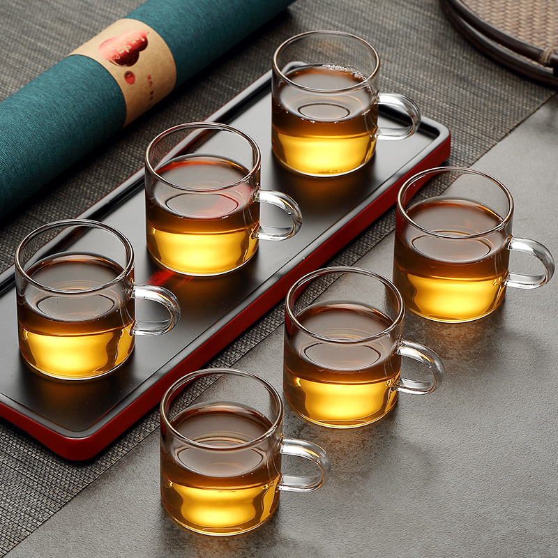 Kung fu tea cups suit household morning is high with the transparent glass cup only tea tea tea