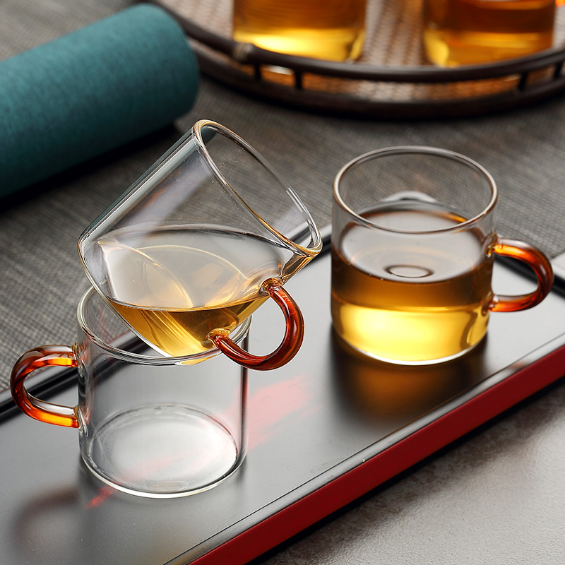 Kung fu tea cups suit household morning is high with the transparent glass cup only tea tea tea