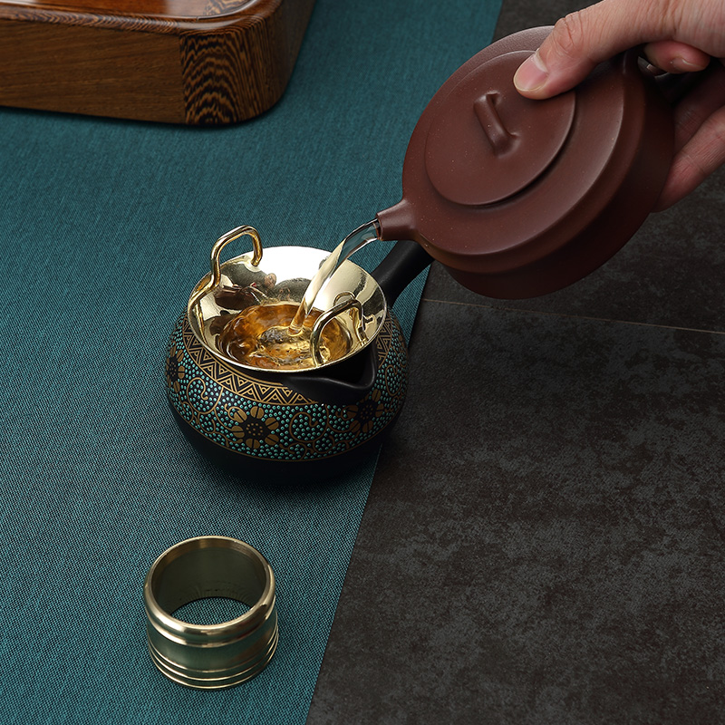 Morning high tea filter suit pure copper creative type anti hot oven handle every household filter tea tea tea accessories