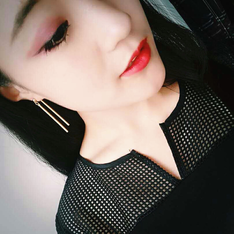 日韩时尚极简简约双棍百度长款个性流苏耳钉耳环耳饰女耳夹235_7折