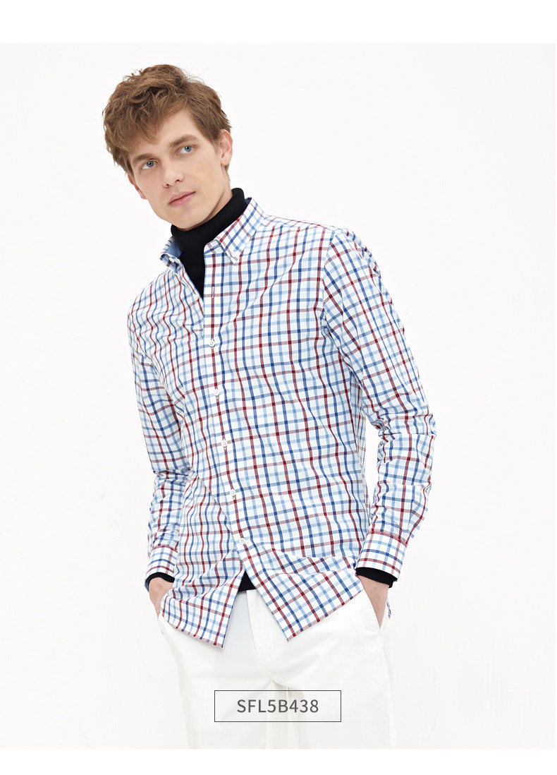 第五季休闲格子长袖修身秋季衬衫-来自店铺【君泰服饰专营店】