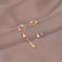 A D Hepburn ~ asymmetric cloud earrings simple cold wind earrings earrings temperament Korean tassel zircon earrings