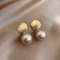 A DHepburn ~ 520 pearl earrings female ear stud fashion light luxury earrings simple temperament Korean Net red ear ornaments
