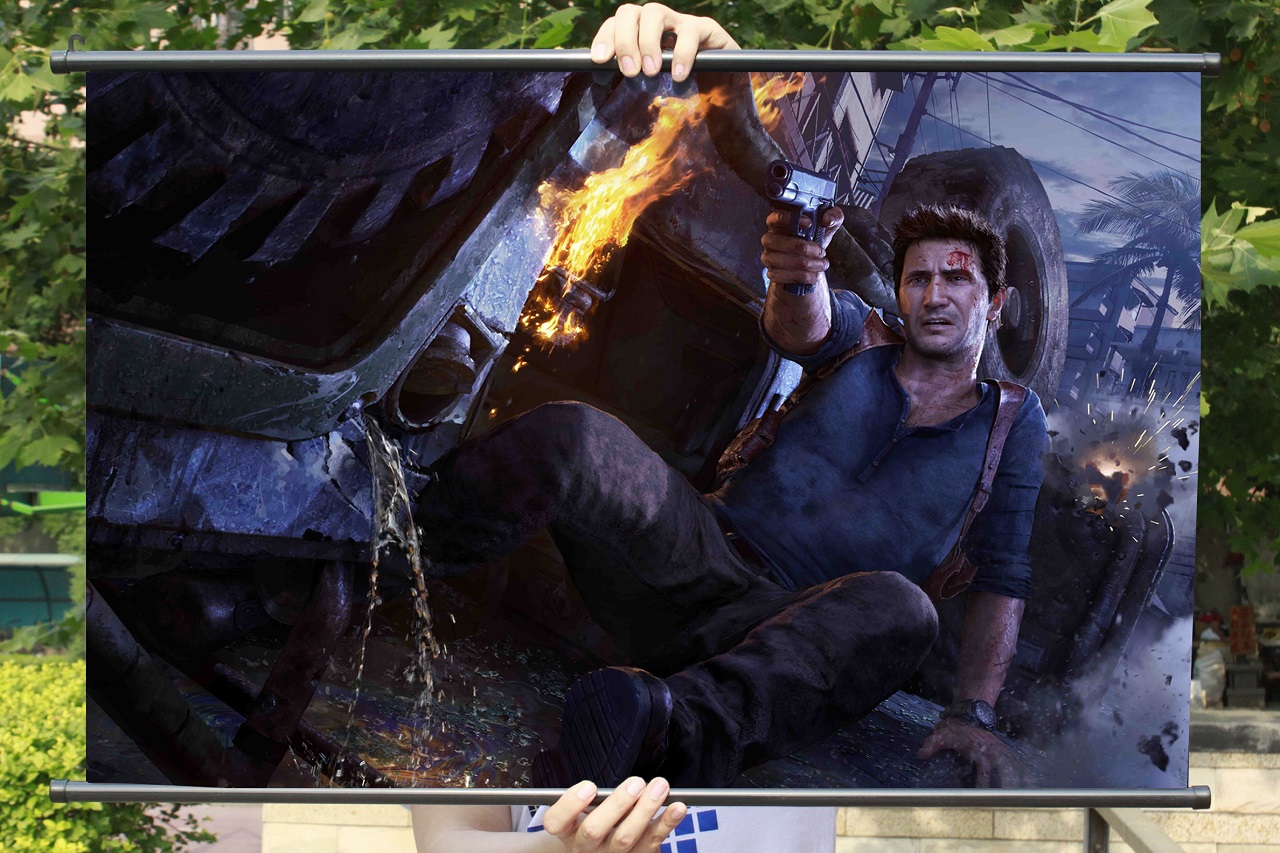 【法兰】神秘海域4盗贼末路游戏周边收藏挂画 神海4布艺游戏海报