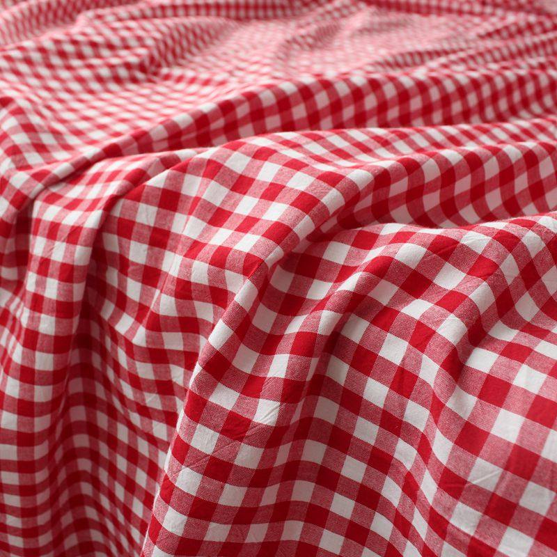 水洗棉布料全棉面料纯棉格子被套a类纯棉儿童床品加工定做色织布