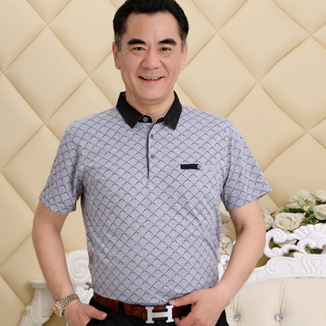 爸爸夏装40-50岁中老年人男装polo衫冰丝光棉父亲衣服中年短袖t恤 爸爸夏装40-50岁中老年人男装polo衫冰丝光棉父亲衣服中年短袖t恤