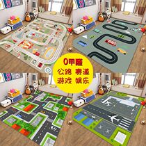 Ground Mat Parking Lot Children Crawl Game Track Road Traffic Custom Kindergarten Cartoon Early Teach Bedroom Rug