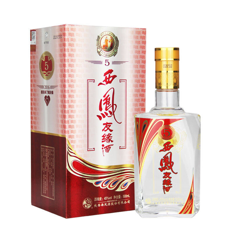 西凤酒 白酒 整箱 友缘酒5年 绵柔凤香型45度 500ml*6瓶
