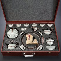 High-end whole set of Gothic kilns Set of tea set Five famous kilns Ru kilns Qigong Fu Tea Dao Ice Cracking Glazed Tea Wash Lid Bowl Gift Boxes