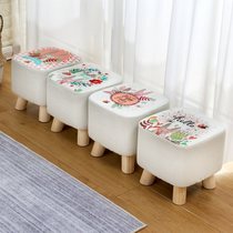 Solid wood small stool cloth art short stool cute plate stool creative living room tea table stool sofa stool for home adults change of shoes stool