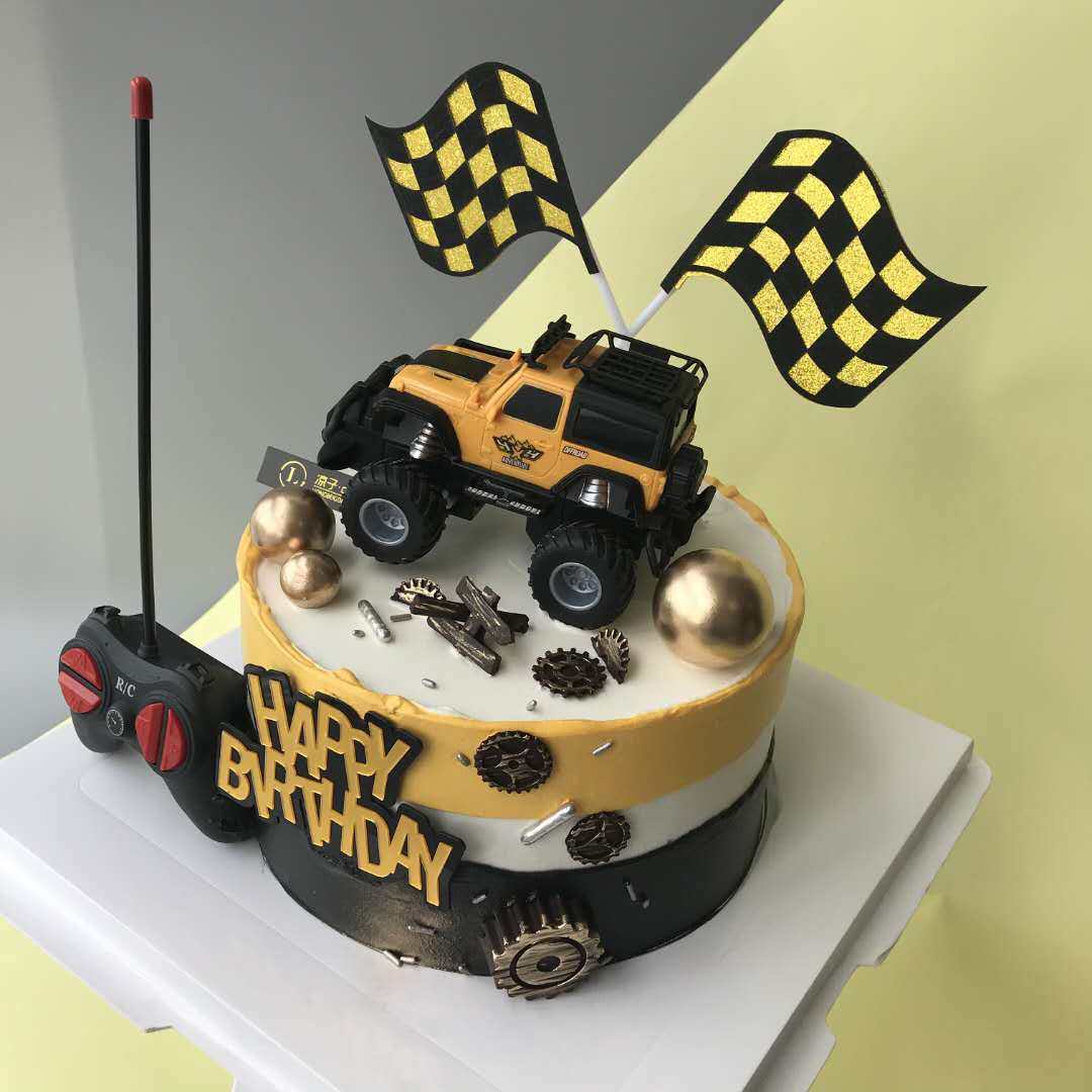 遥控车电动越野车生日蛋糕装饰玩具摆件配件烘焙装扮