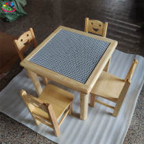 Childrens building block table Kindergarten multi-function game board square table training course Solid wood sand pool toy learning table