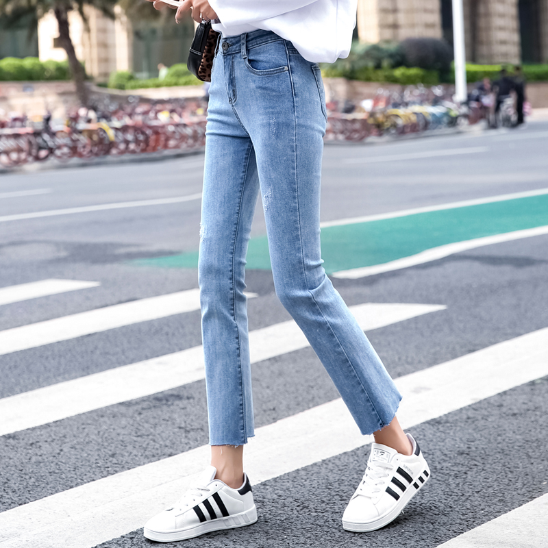 Loose High Waist Jeans Women Spring Summer Display Slim elasticity 90% Wemblehorn pants Student straight cylinder 100 hitch a new 2022