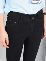 Jeans Woman 90% New Korean version elastic in waist display slim fit wool side small foot long pants pencil 100 hitch