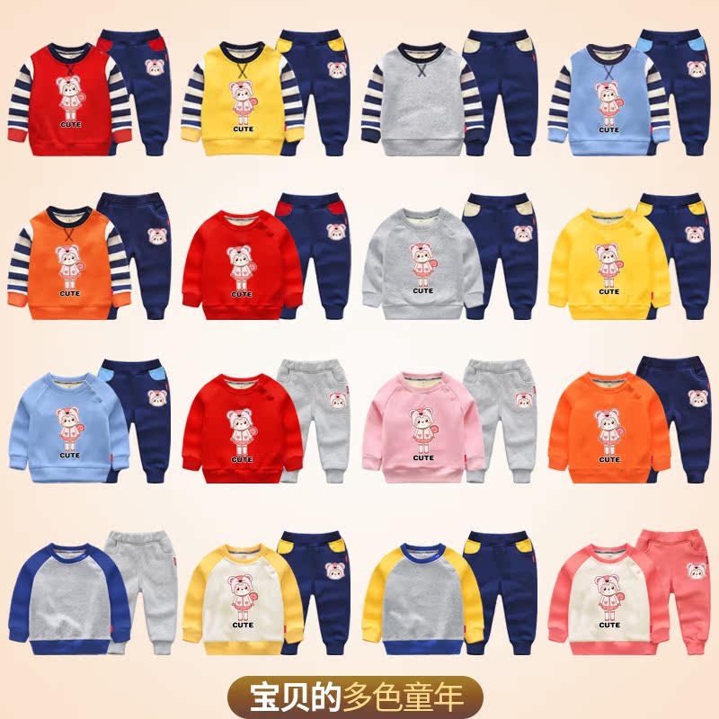 贝田童装女童2016新款加绒加厚休闲运动套装儿童宝宝冬装卫衣松鼠产品展示图3