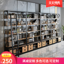 LOFT Nordic Solid Wood Bookcase Bookcase Custom Cabinet Iron Art Shelving Ground Industrial Wind Office Shelf