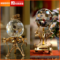 Crystal ball geometry jewelry ornaments home furnishings European style personalized ceramic copper porch decoration model room soft